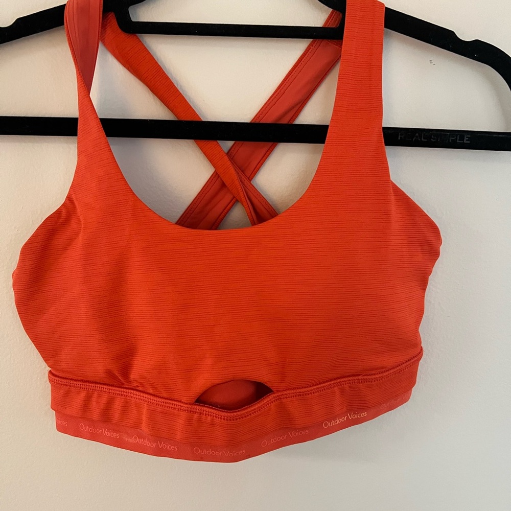 Outdoor Voices Orange Sports Bra with X-Back Design